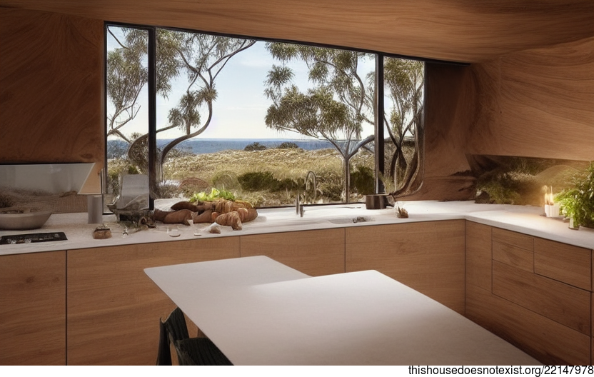 An Exposed, Eco-Friendly Kitchen with a View