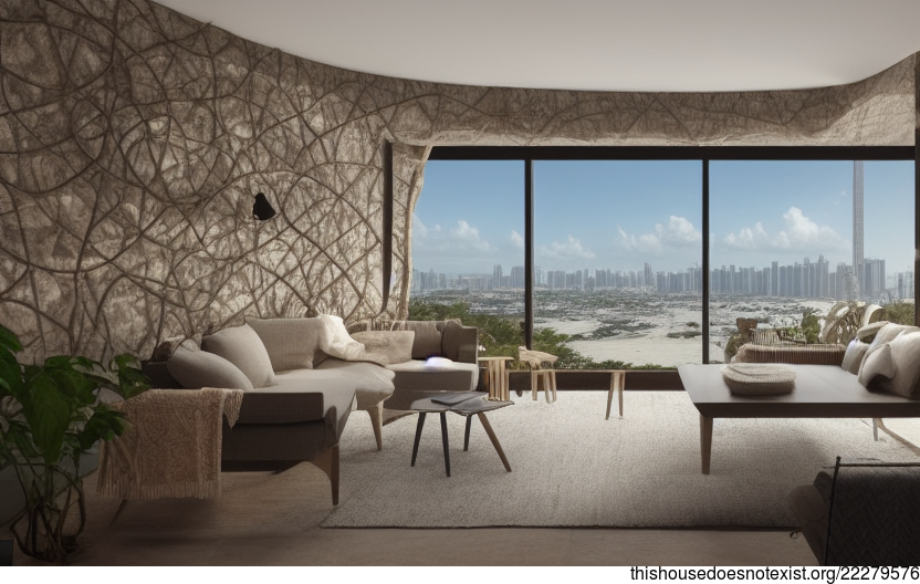 An Eco-Friendly Living Room Interior with a View