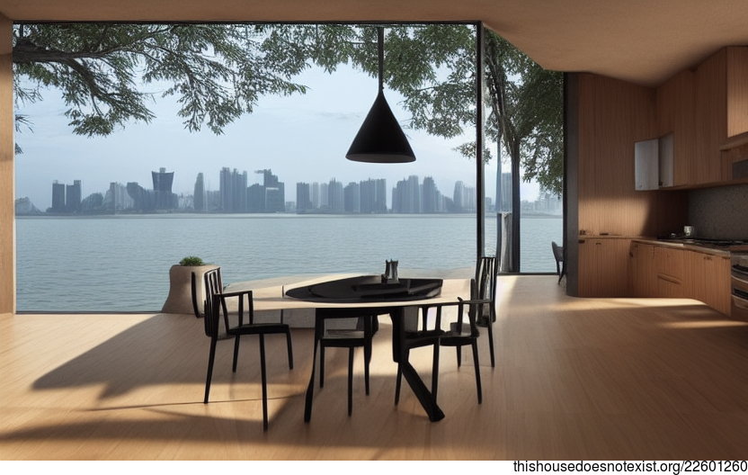 Exposed Curved Black Stone, Polished Timber, Polished Bejuca Wood