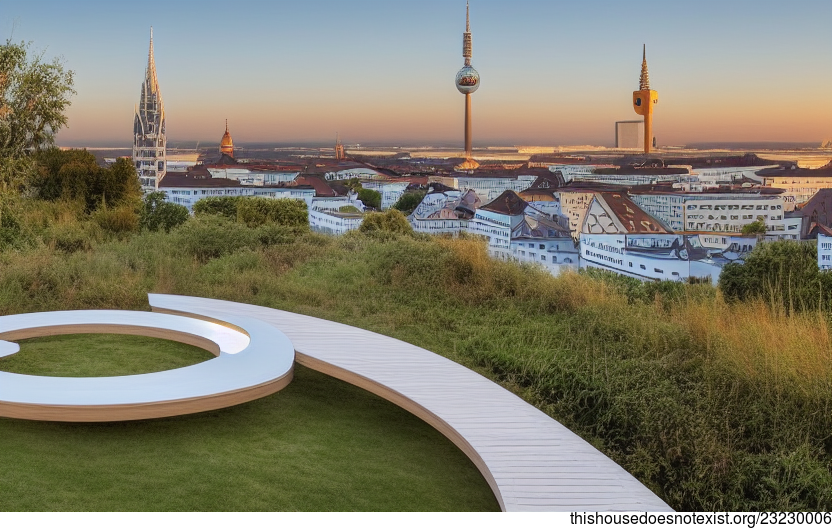 Munich's Modern Garden With a View of the Beach and Sunrise
