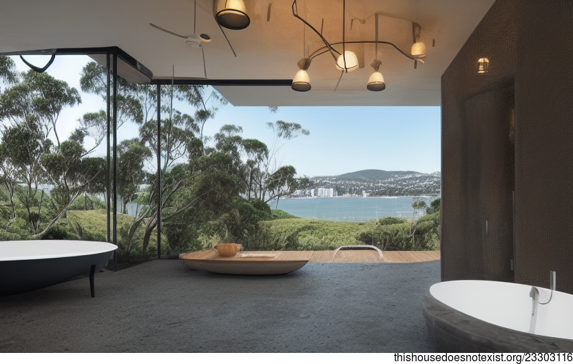 An Eco-Friendly and Sustainable Bathroom Interior with a View