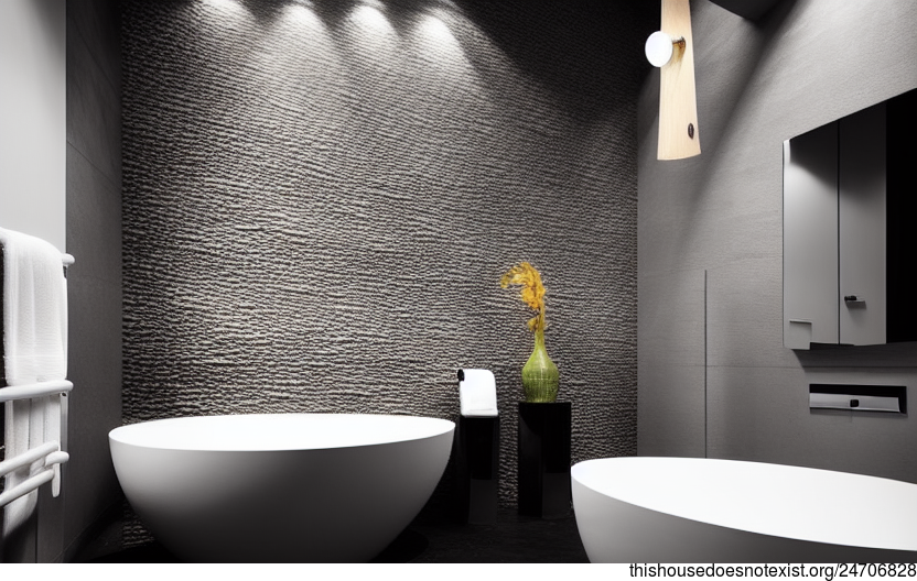 Bathroom Interior Design with a Beach and Night View in Zurich, Switzerland