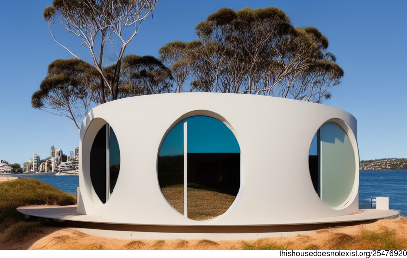 Australian Beach House With Exposed Circular Glass and Bejuca Wood