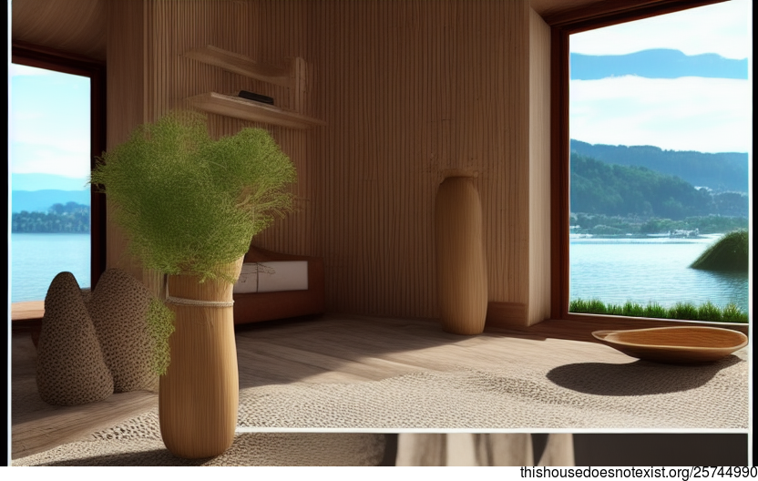 A modern architecture home interior design with a view of the Zurich, Switzerland skyline