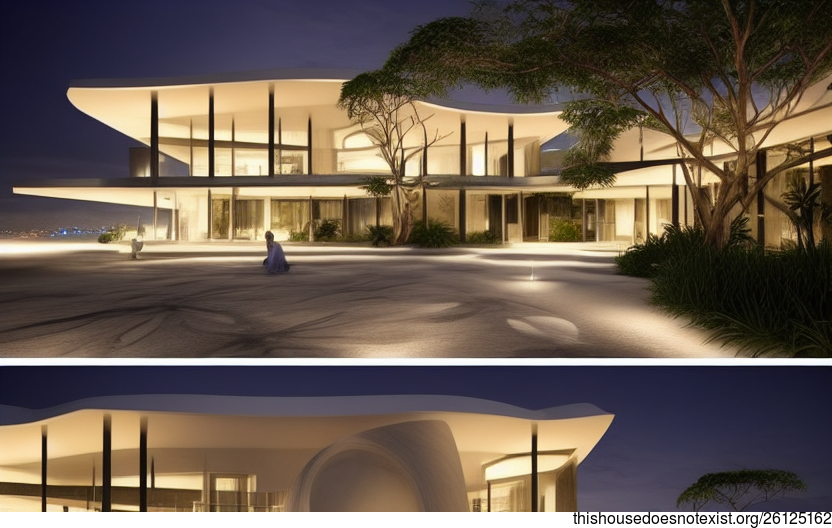 modern architecture house exterior at night