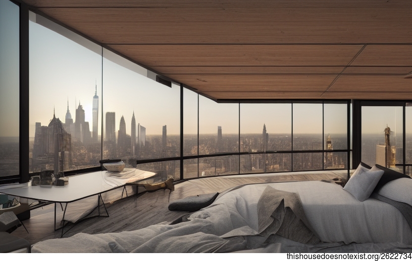 New York City's Exposed Wood and Glass Sunrise Downtown House