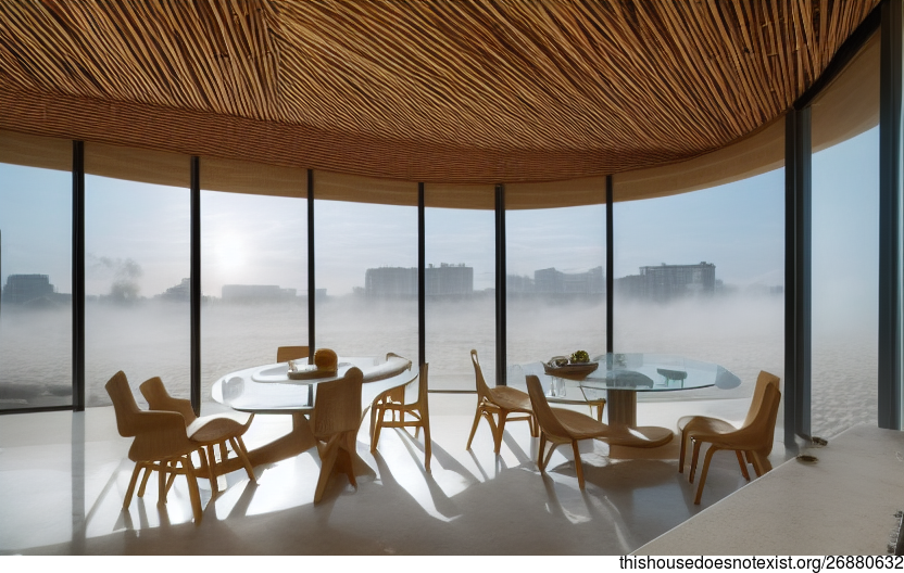 A modern architecture home interior design with an exposed circular