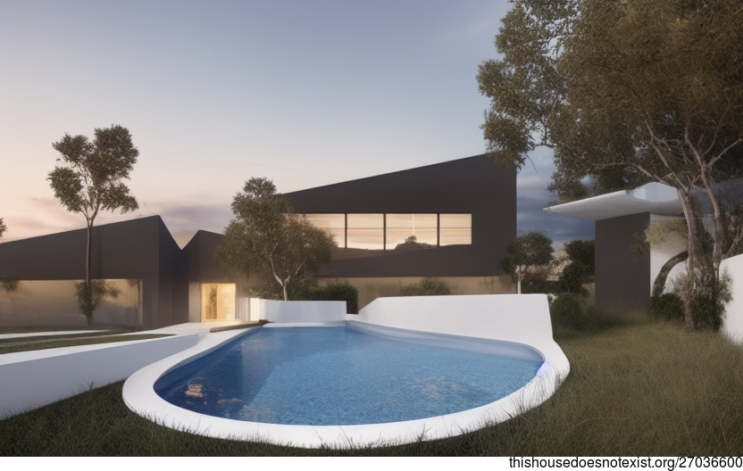 A Modern, Minimalist Home with a View of the Sunset in Madrid, Spain