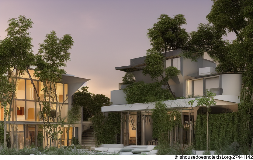 A Bamboo-Rugged Exterior With a Sunset View of Frankfurt