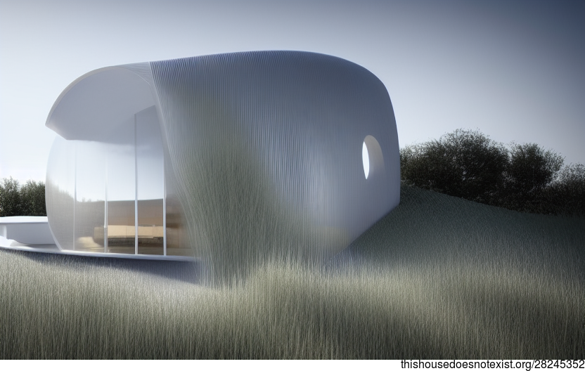 Eco-Friendly Beach House With Exposed Curved Carbon Fibre and Grass Printed Mycelium