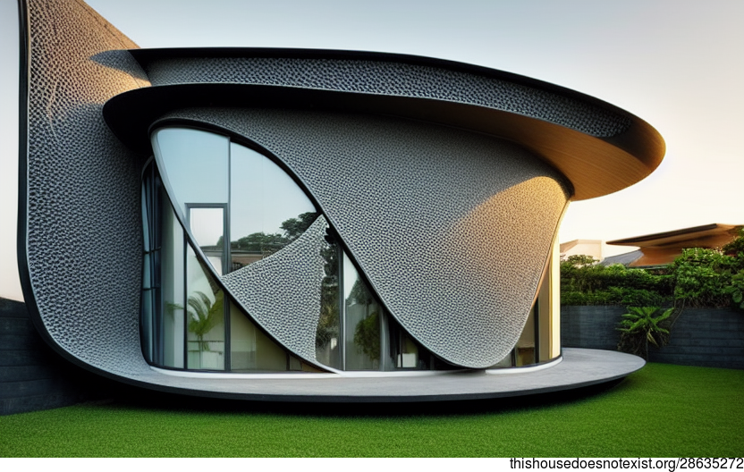 A biology-inspired, curved and carbon-fibre exterior with a view of the sunset over São Paulo, Brazil