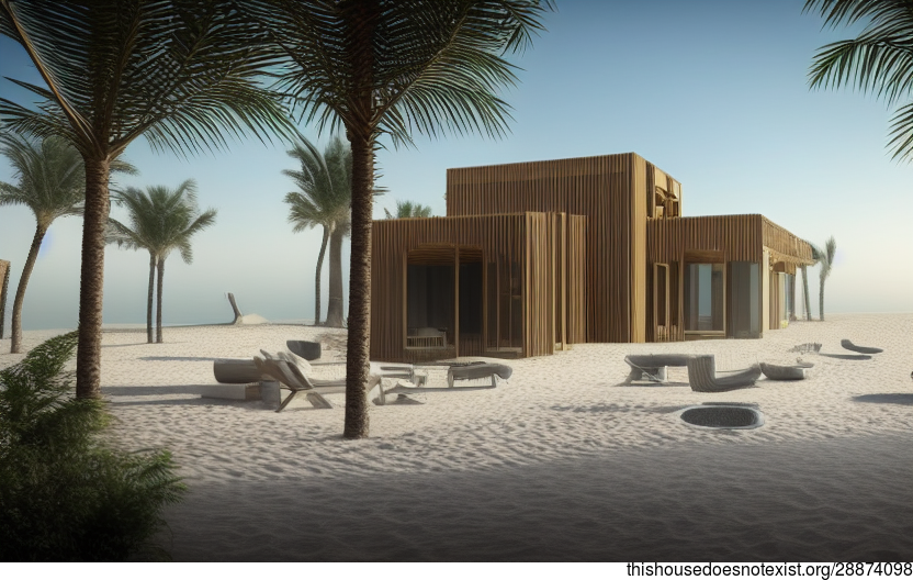 Eco-Friendly Beach House With Exposed Circular Timber and Bejuca Wood Biochar in Dubai, United Arab Emirates
