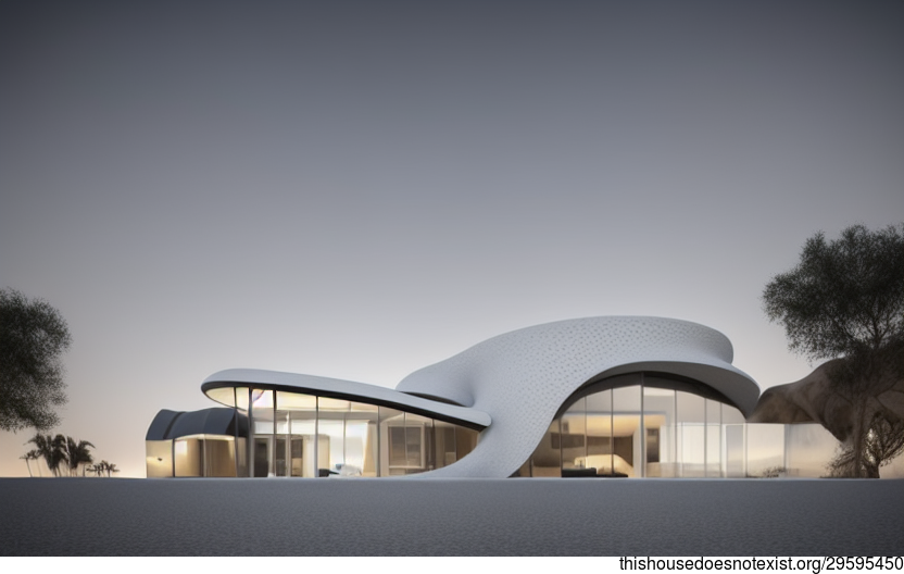 A Modern, Anthropomorphous Home with Exposed Curved Carbon Fibre and a View of Riyadh, Saudi Arabia