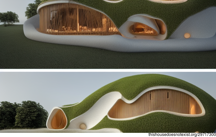 Eco-Friendly Beach House With Exposed Curved Printed Mycelium, Bejuca Vines, and Bamboo 3pm