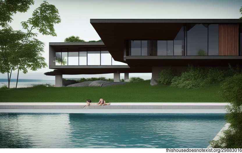 A modern home in Montreal, Canada with an infinity pool and stunning views of the city
