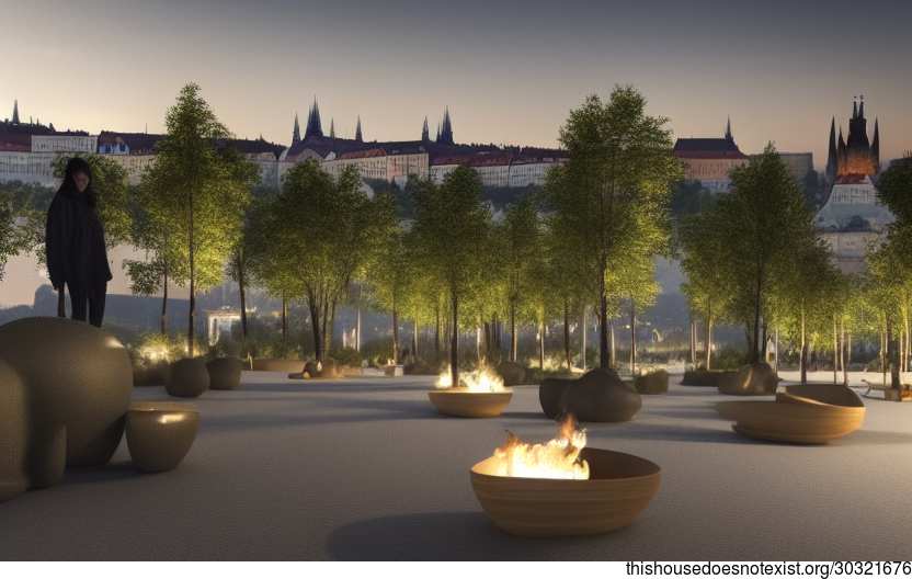 The Prague Garden Designed for Exposed Curved Bamboo, Printed Mycelium, and Carbon Fibre