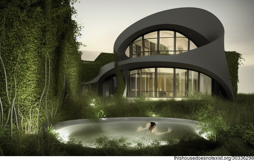 Warsaw's Exposed, Curved Bejuca House with Vines and a Steaming Hot Jacuzzi Inside