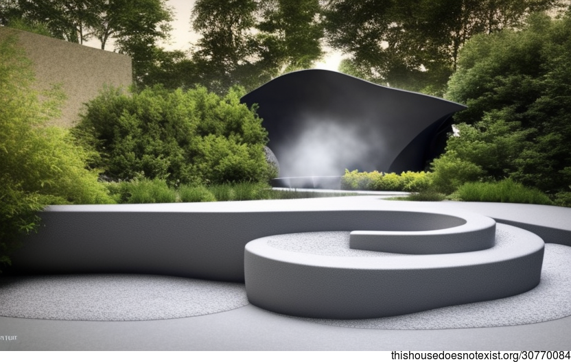 New York City's Modern Designed Garden With Exposed Curved Volcanic Rock, Printed Mycelium, and Carbon-Fibre Reinforced Concrete