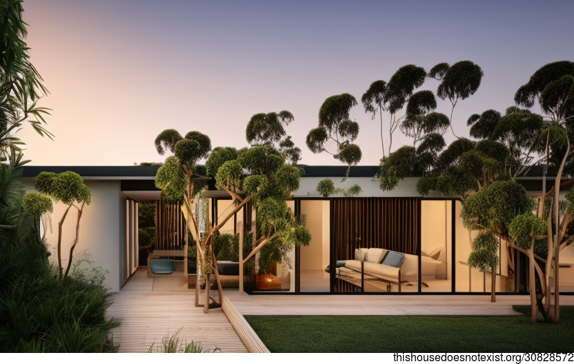 A Modern Beach House in Melbourne with Exposed Circular Bejuca Vines and Glass Bamboo