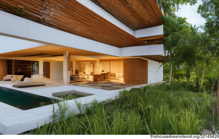 A Modern, Eco-Friendly Home with Exposed Bamboo and Infinity Pool