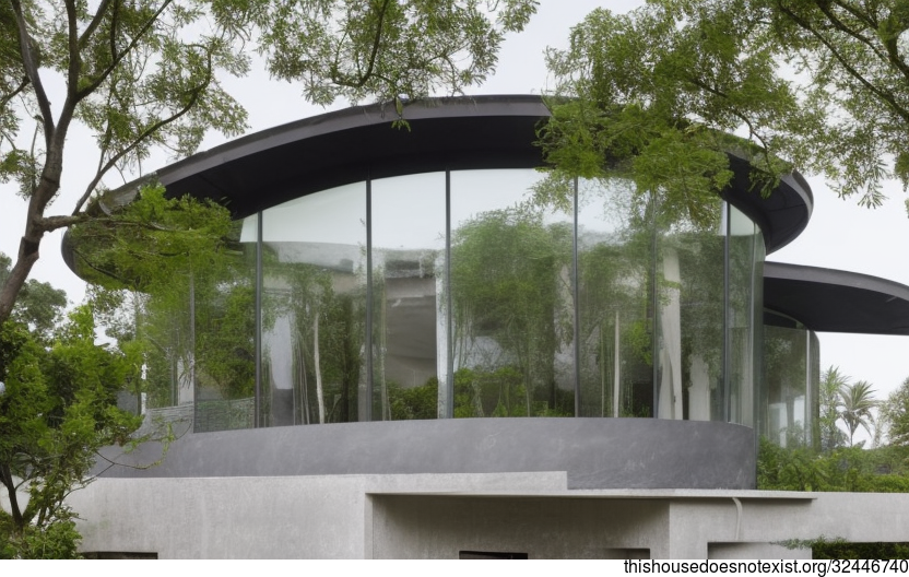 A Modern Architecture Home with Exposed Circular Glass and Meandering Vines