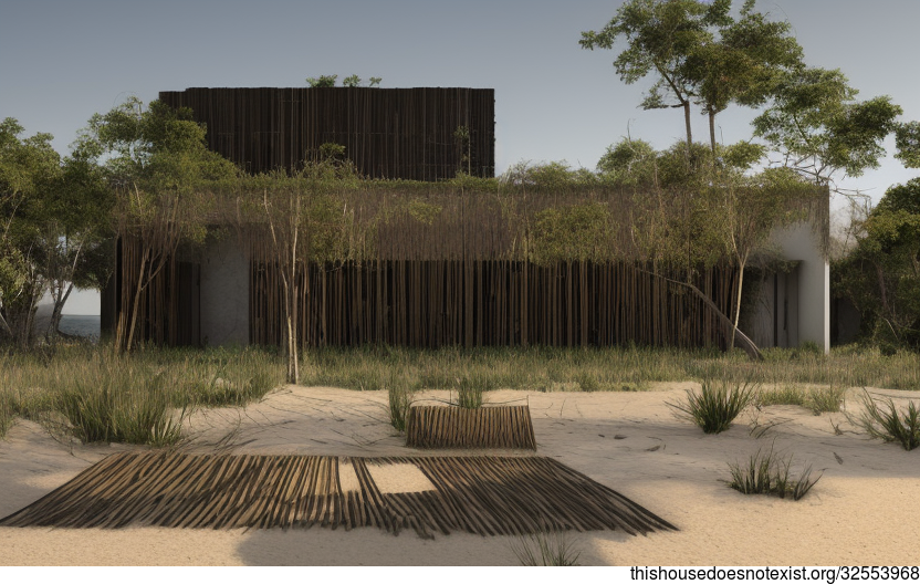 Bamboo, stone, and bejuca meet in an exposed, meandering tribal house in Buenos Aires, Argentina