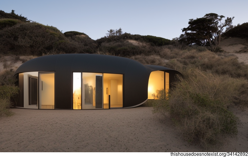 A Black Stone and Glass Beach House with a View of San Francisco