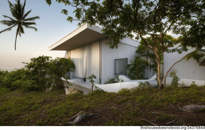 A Modern, Eco-Friendly House With a Minimalist Exterior and a Spectacular View of the Beach at Sunset