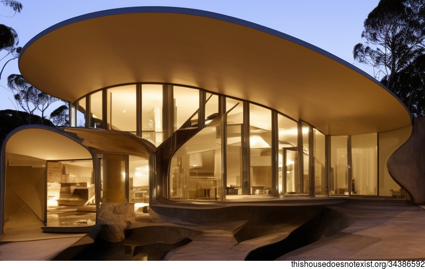A Curved Glass and Stone House on the Beach in Sydney, Australia