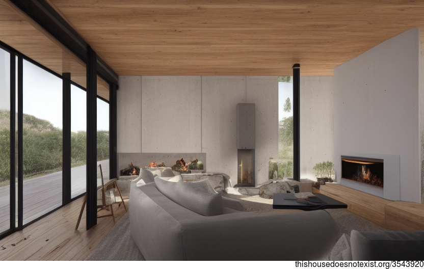 A home designed for living in the moment, with an exposed concrete fireplace and a cosy kitchen for sunset gatherings