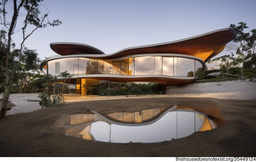 A Modern Beach House in São Paulo, Brazil With an Exposed Curved Glass Facade and Steaming Hot Jacuzzi