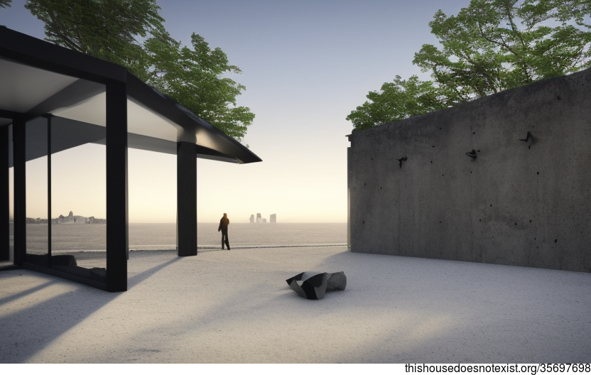 A Modern Architecture Home with a View of Tokyo, Japan at Sunset