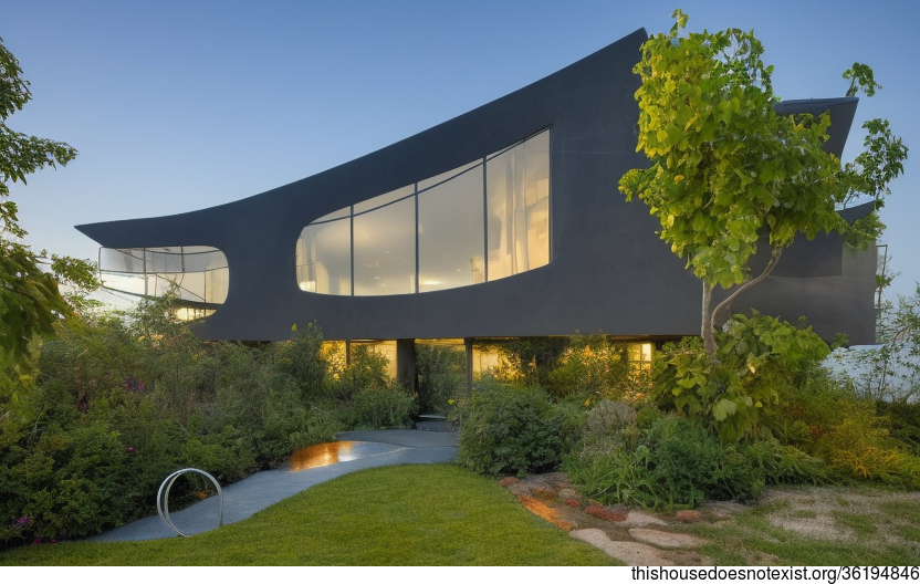 A Modern Curved Glass Home with Meandering Vines and Hanging Plants in Boston, United States