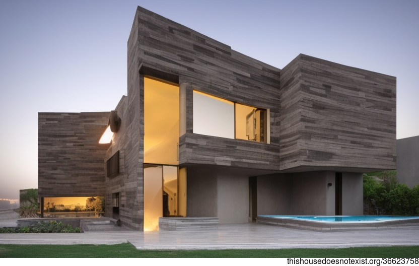 A Modern, Exterior Home with a View of the Sunset in Riyadh, Saudi Arabia