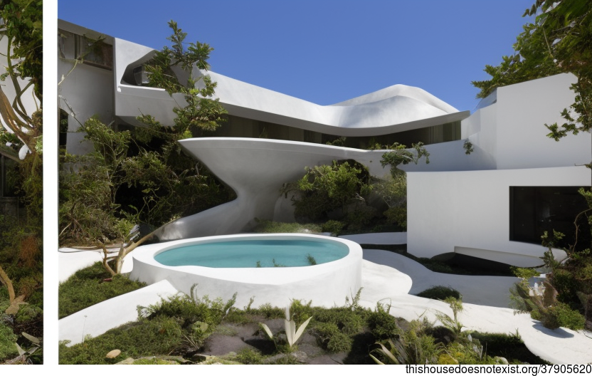 Tribal Modern House With Exposed Circular Bejuca Vines, White Marble, and Bamboo