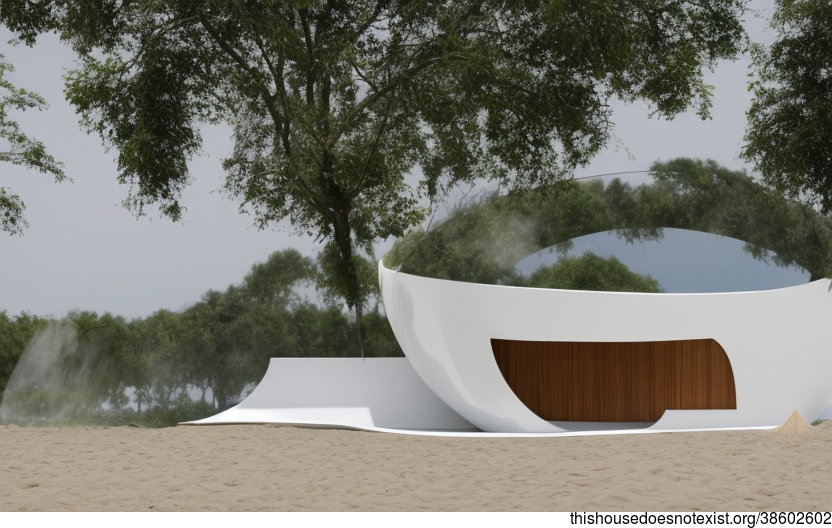 An Eco-Friendly, Minimalist Home with an Exposed, Curved White Marble Facade, Bejuca Wood, and Bamboo
