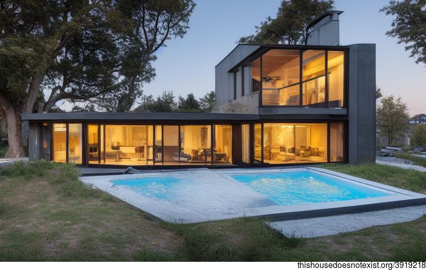 A modern architecture home with an exterior of glass and exposed timber, designed for enjoying the sunset from the steaming hot jacuzzi outside