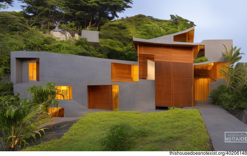 A Modern Beach House in Hong Kong with Exposed Triangular Bejuca Wood and Meandering Vines