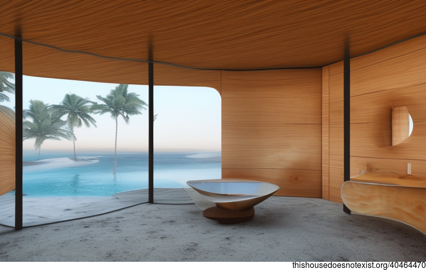 A Modern, Tribal, and Minimalist Home with an Exposed Glass, Timber, and Bejuca Wood Exterior, and a Steaming Hot Jacuzzi with a View of Riyadh, Saudi Arabia in the Background