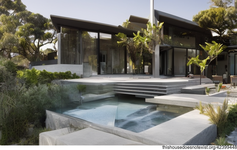 A Modern Beach House in Johannesburg, South Africa with an Exposed Glass and Stone Exterior and a View of the City