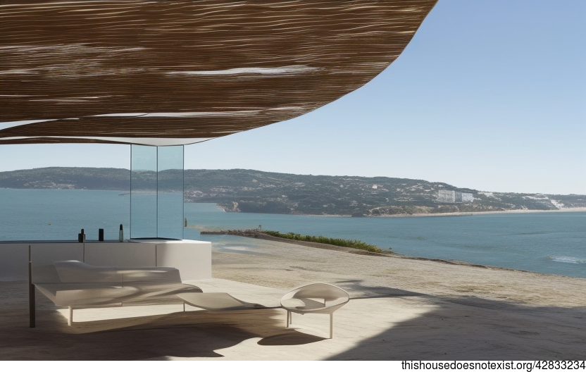 Eco-friendly minimalist house with view of steamy hot spring and Lisbon in the background