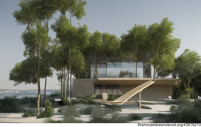 A Modern Beach House in Istanbul with Hanging Plants and an Exposed Bamboo Facade