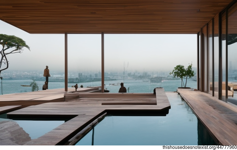 Bamboo, Wood, and Glass House on the Beach in Jakarta, Indonesia