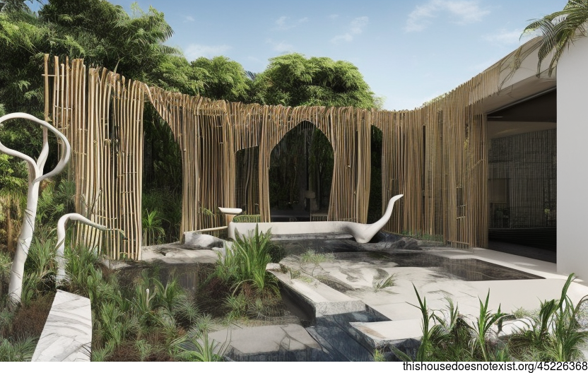 A Maximalist, Eco-Friendly Home With Exposed Curved Bamboo, Bejuca, and Meandering Vines