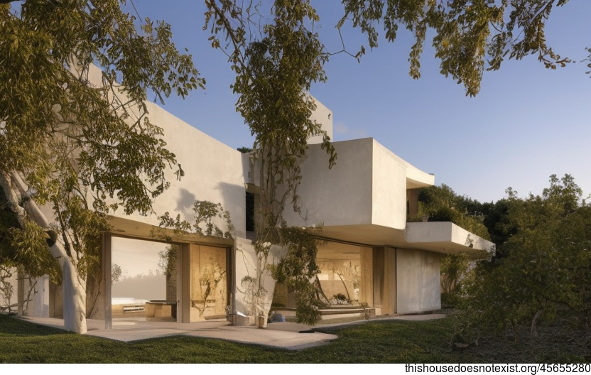A Modern, Sustainable, Eco-Friendly Home with an Exposed, Round Bejuca Vines and Stone Bamboo Wall and a View of Paris, France in the Background