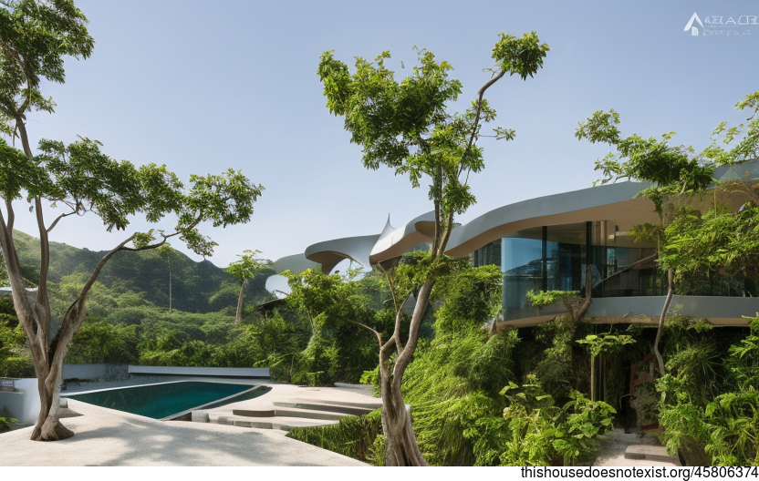 A Modern, Anthropomorphous Tribal House With Exterior Infinity Pool and Hong Kong Beach View