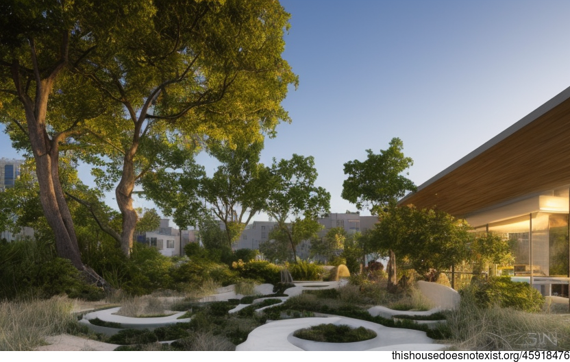 A Sunrise Beach Garden Exterior with Exposed Circular Timber and Bejuca Meandering Vines