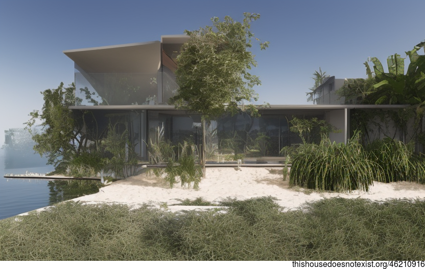 Eco-Friendly House With Hanging Plants and Steaming Hot Spring on the Beach in Dubai