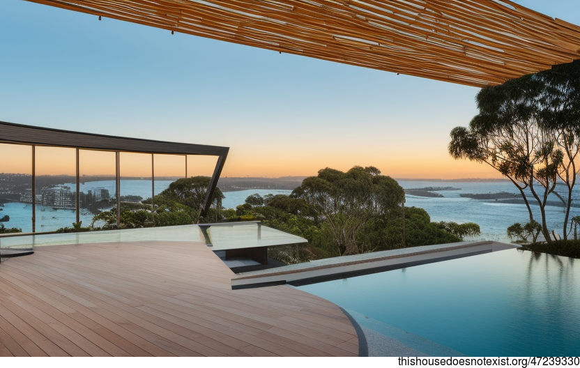A Modern Architecture Home with an Infinity Pool and a View of Sydney, Australia