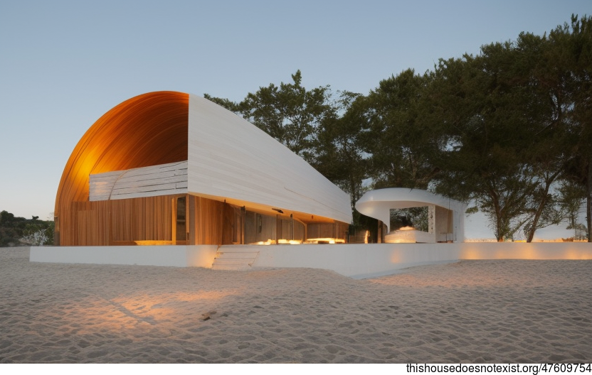 A Modern, Minimalist House on the Beach at Sunset in Istanbul, Turkey